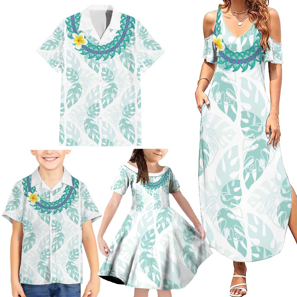 Jade Vine Lei Hawaii Family Matching Summer Maxi Dress and Hawaiian Shirt Aloha Seamless Tropical Leaves - Polynesian Pride