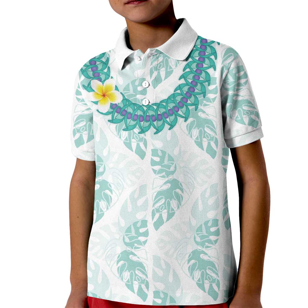 Jade Vine Lei Hawaii Kid Polo Shirt Aloha Seamless Tropical Leaves - Polynesian Pride
