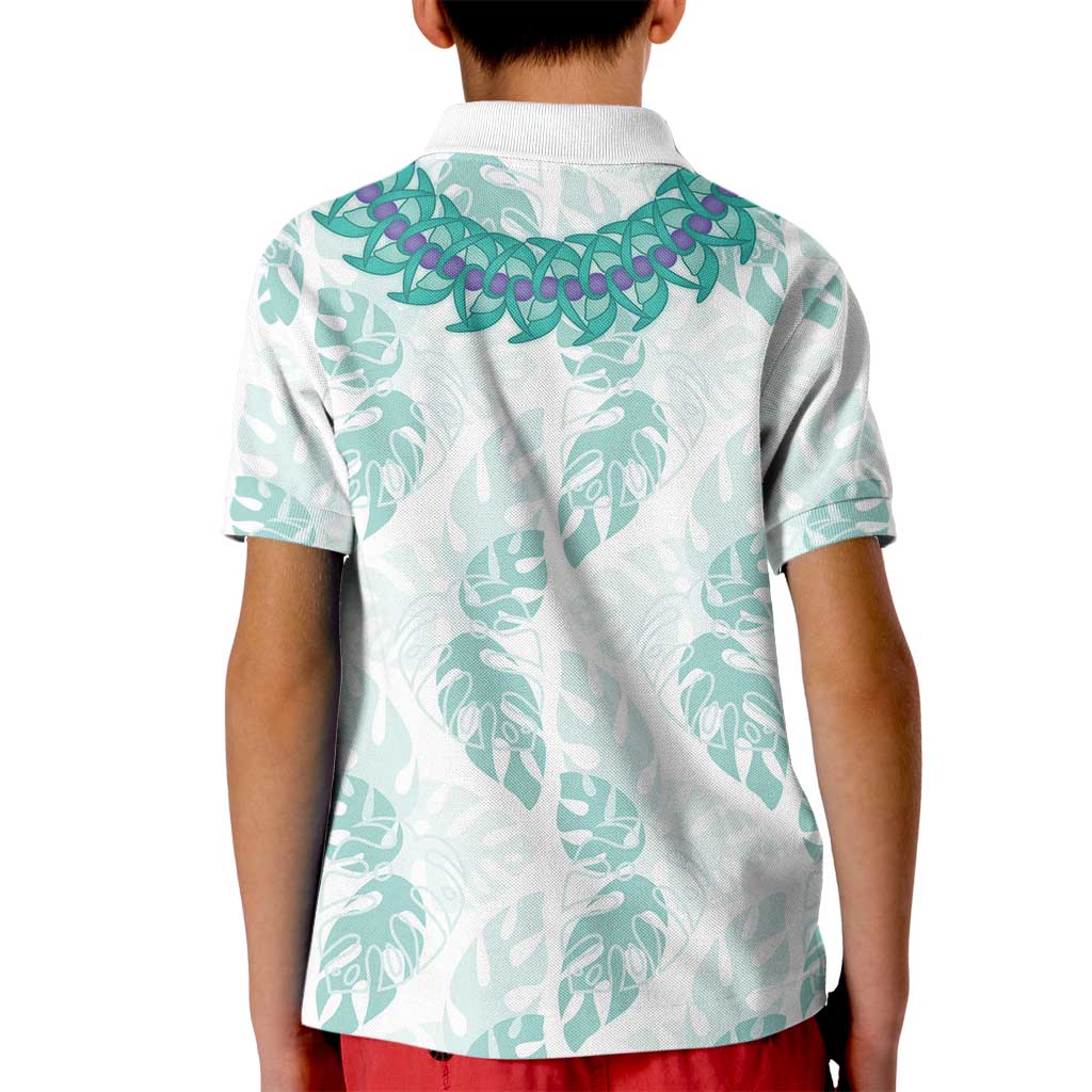 Jade Vine Lei Hawaii Kid Polo Shirt Aloha Seamless Tropical Leaves - Polynesian Pride