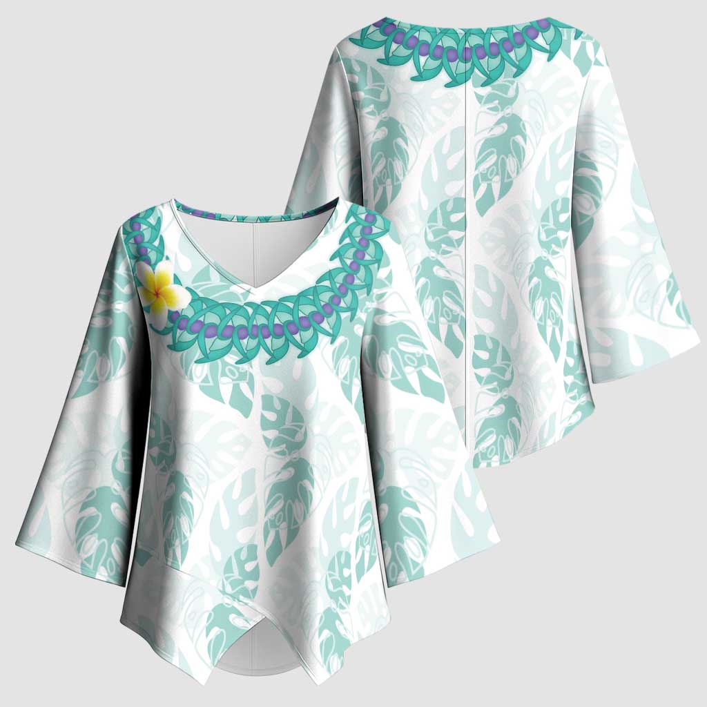 Jade Vine Lei Hawaii Kimono Sleeve Blouse Aloha Seamless Tropical Leaves - Polynesian Pride