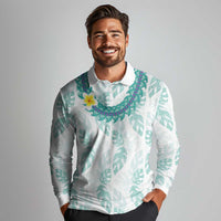 Jade Vine Lei Hawaii Long Sleeve Polo Shirt Aloha Seamless Tropical Leaves - Polynesian Pride