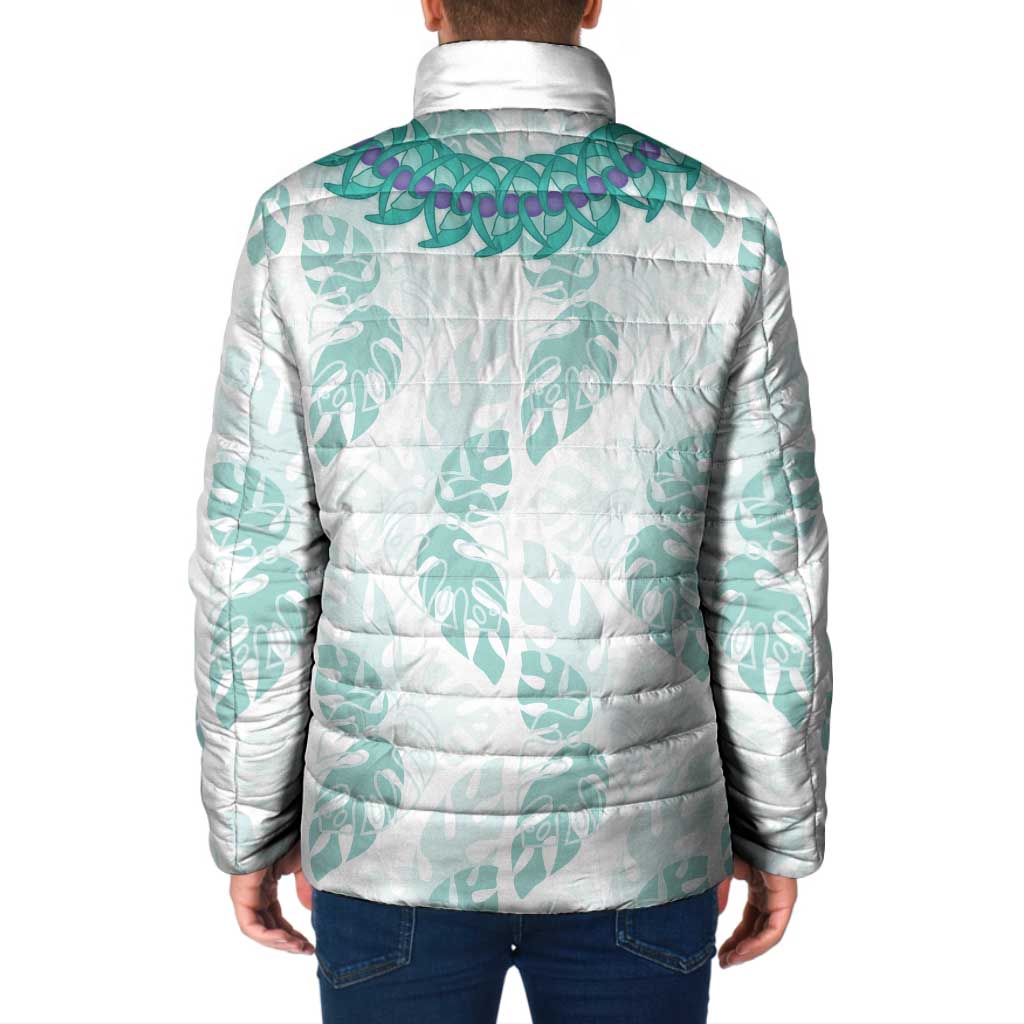 Jade Vine Lei Hawaii Padded Jacket Aloha Seamless Tropical Leaves - Polynesian Pride