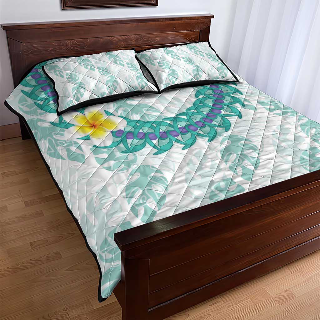 Jade Vine Lei Hawaii Quilt Bed Set Aloha Seamless Tropical Leaves - Polynesian Pride