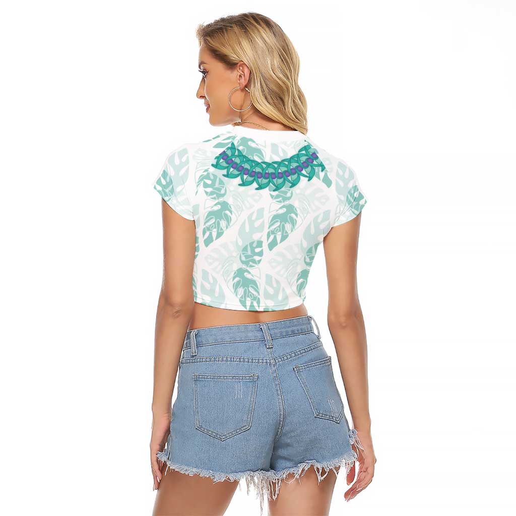 Jade Vine Lei Hawaii Raglan Cropped T Shirt Aloha Seamless Tropical Leaves - Polynesian Pride