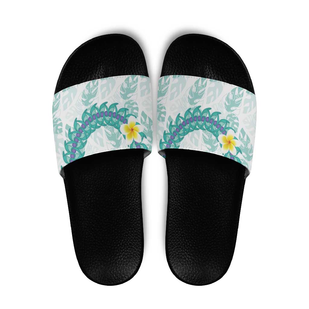 Jade Vine Lei Hawaii Slide Sandals Aloha Seamless Tropical Leaves - Polynesian Pride