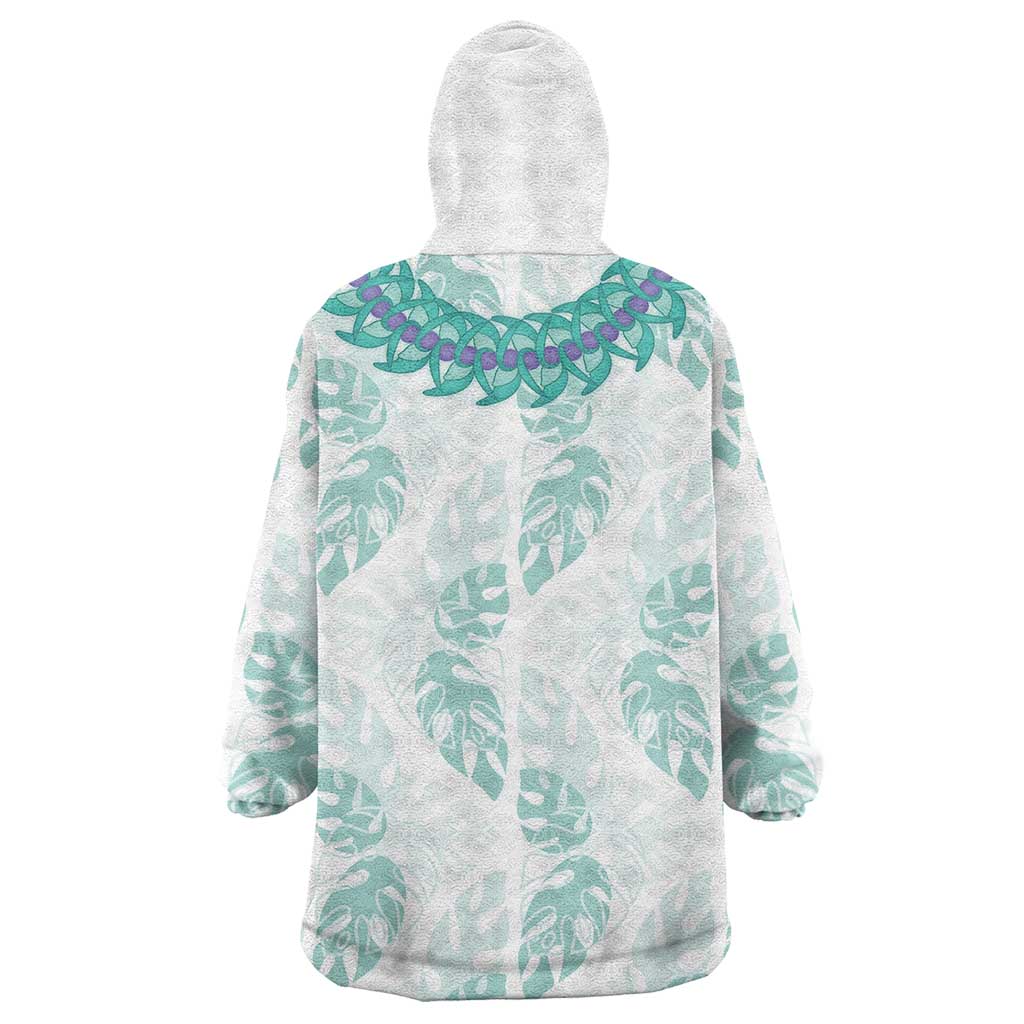 Jade Vine Lei Hawaii Wearable Blanket Hoodie Aloha Seamless Tropical Leaves - Polynesian Pride