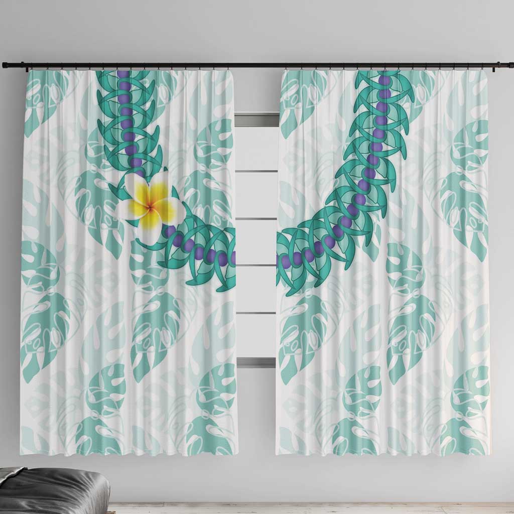 Jade Vine Lei Hawaii Window Curtain Aloha Seamless Tropical Leaves LT14 With Hooks White - Polynesian Pride