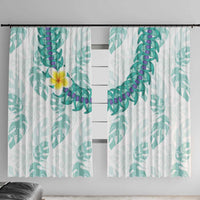 Jade Vine Lei Hawaii Window Curtain Aloha Seamless Tropical Leaves LT14 With Hooks White - Polynesian Pride