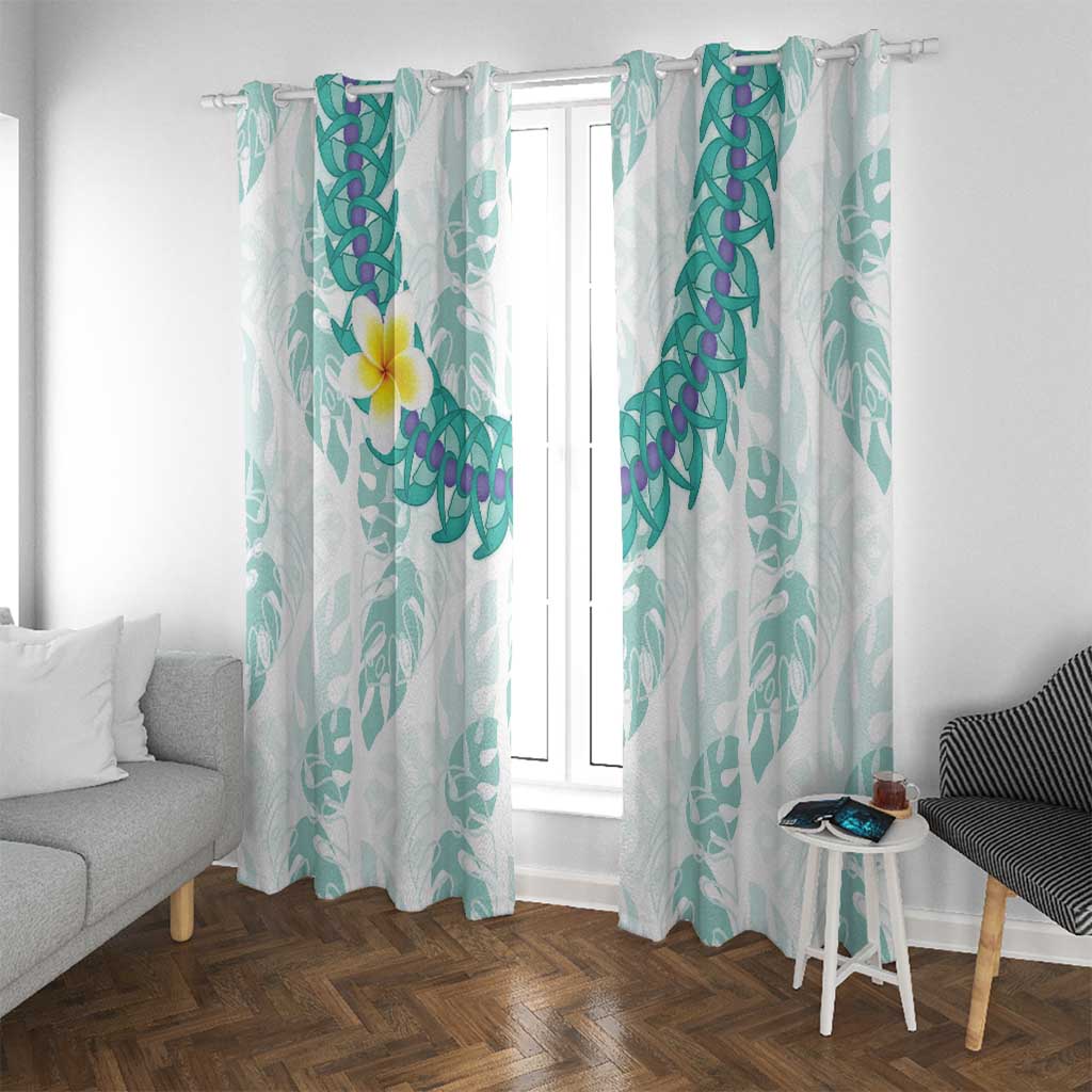 Jade Vine Lei Hawaii Window Curtain Aloha Seamless Tropical Leaves LT14 With Grommets White - Polynesian Pride