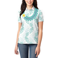 Jade Vine Lei Hawaii Women Polo Shirt Aloha Seamless Tropical Leaves - Polynesian Pride