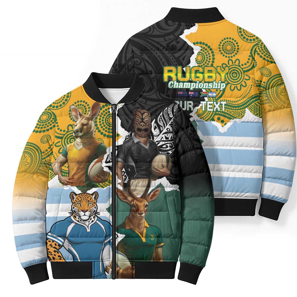 Personalised Rugby 2025 Championship Bomber Puffer Jacket Southern Hemisphere Countries Mascots - Polynesian Pride