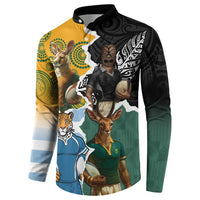 Personalised Rugby 2025 Championship Button Sweatshirt Southern Hemisphere Countries Mascots - Polynesian Pride