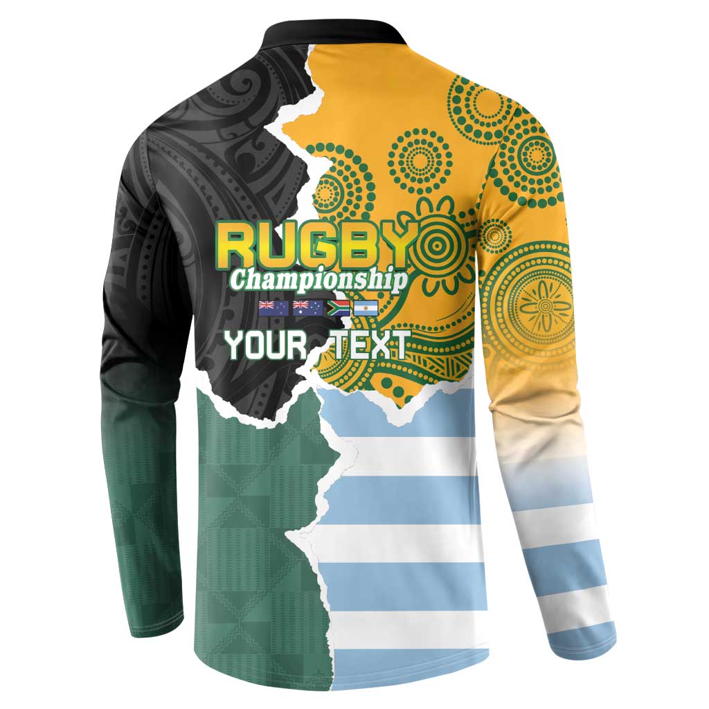 Personalised Rugby 2025 Championship Button Sweatshirt Southern Hemisphere Countries Mascots - Polynesian Pride