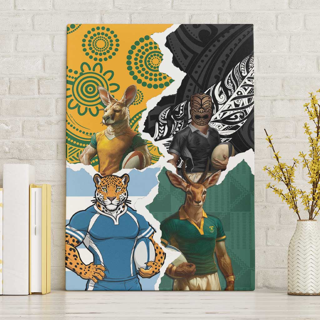 Rugby 2025 Championship Canvas Wall Art Southern Hemisphere Countries Mascots - Polynesian Pride
