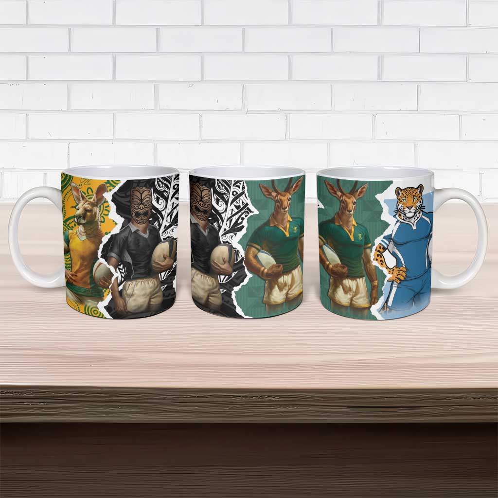 Rugby 2025 Championship Ceramic Mug Southern Hemisphere Countries Mascots - Polynesian Pride