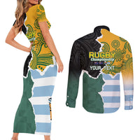Personalised Rugby 2025 Championship Couples Matching Short Sleeve Bodycon Dress and Long Sleeve Button Shirt Southern Hemisphere Countries Mascots - Polynesian Pride