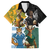 Personalised Rugby 2025 Championship Family Matching Off Shoulder Maxi Dress and Hawaiian Shirt Southern Hemisphere Countries Mascots - Polynesian Pride