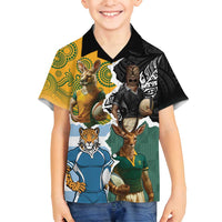 Personalised Rugby 2025 Championship Family Matching Off Shoulder Short Dress and Hawaiian Shirt Southern Hemisphere Countries Mascots - Polynesian Pride