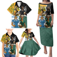 Personalised Rugby 2025 Championship Family Matching Puletasi and Hawaiian Shirt Southern Hemisphere Countries Mascots - Polynesian Pride