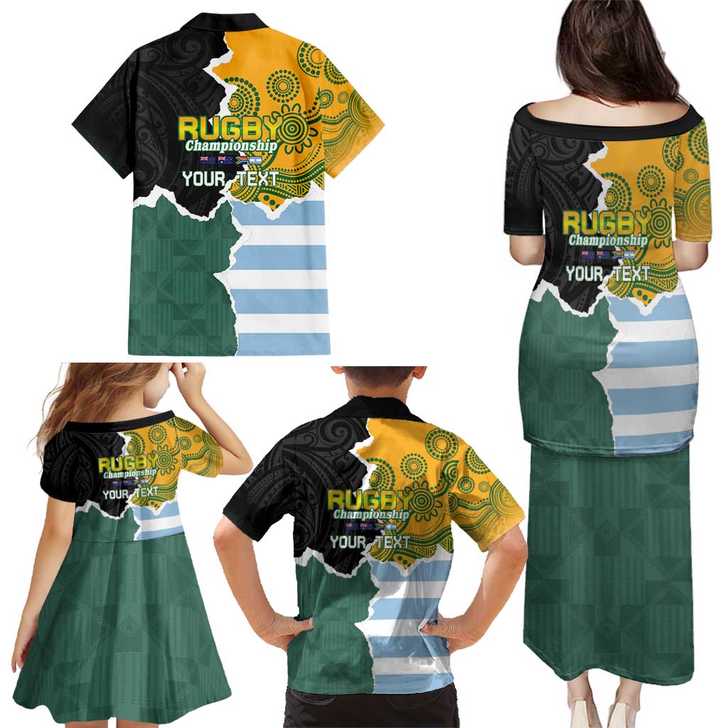 Personalised Rugby 2025 Championship Family Matching Puletasi and Hawaiian Shirt Southern Hemisphere Countries Mascots - Polynesian Pride