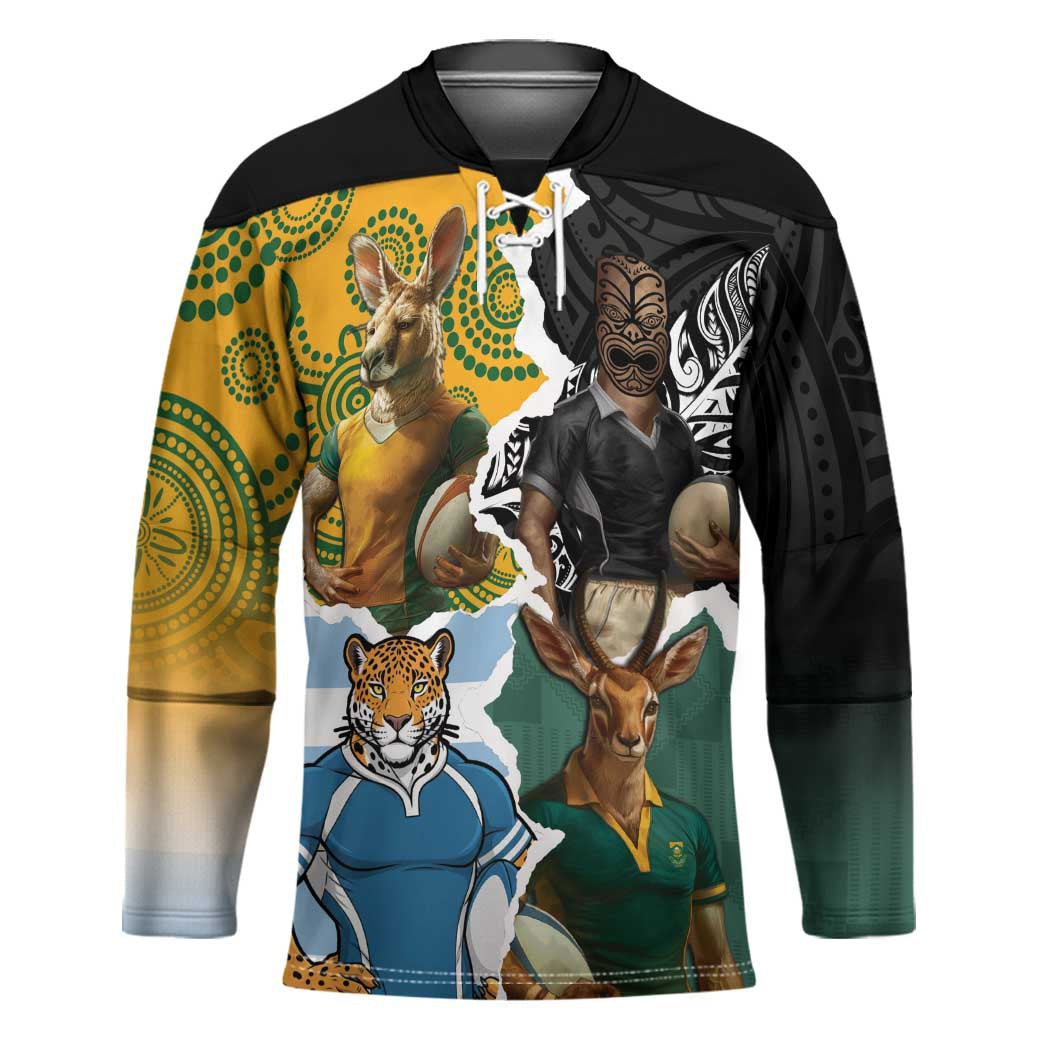 Personalised Rugby 2025 Championship Hockey Jersey Southern Hemisphere Countries Mascots - Polynesian Pride