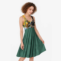 Personalised Rugby 2025 Championship Midi Dress Southern Hemisphere Countries Mascots - Polynesian Pride