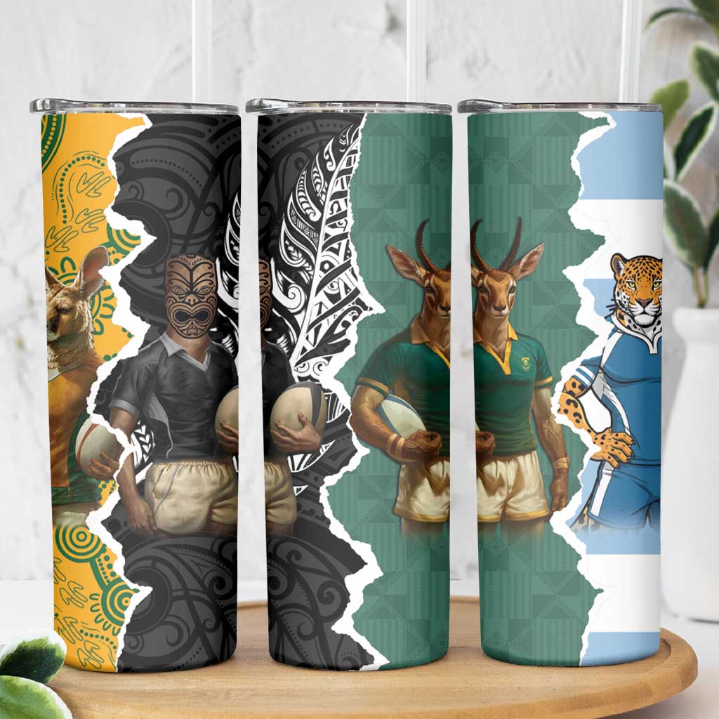 Rugby 2025 Championship Skinny Tumbler Southern Hemisphere Countries Mascots - Polynesian Pride