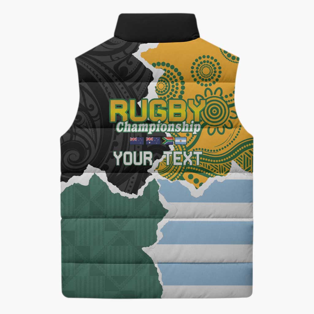 Personalised Rugby 2025 Championship Sleeveless Puffer Jacket Southern Hemisphere Countries Mascots - Polynesian Pride