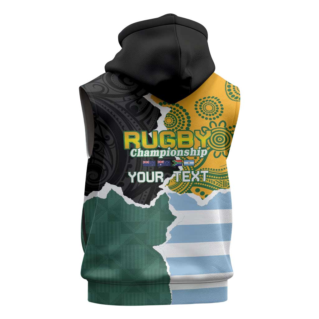 Personalised Rugby 2025 Championship Sleeveless Zip Hoodie Southern Hemisphere Countries Mascots - Polynesian Pride
