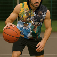 Personalised Rugby 2025 Championship Sleeveless Zip Hoodie Southern Hemisphere Countries Mascots - Polynesian Pride