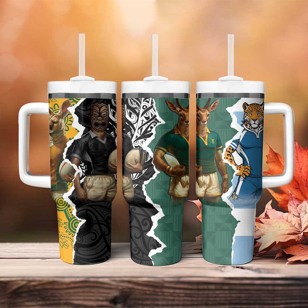 Rugby 2025 Championship Tumbler With Handle Southern Hemisphere Countries Mascots - Polynesian Pride
