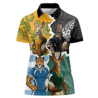 Personalised Rugby 2025 Championship Women Polo Shirt Southern Hemisphere Countries Mascots - Polynesian Pride