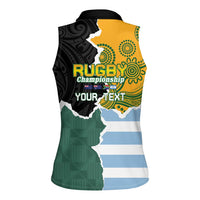 Personalised Rugby 2025 Championship Women Sleeveless Polo Shirt Southern Hemisphere Countries Mascots - Polynesian Pride