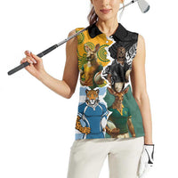 Personalised Rugby 2025 Championship Women Sleeveless Polo Shirt Southern Hemisphere Countries Mascots - Polynesian Pride