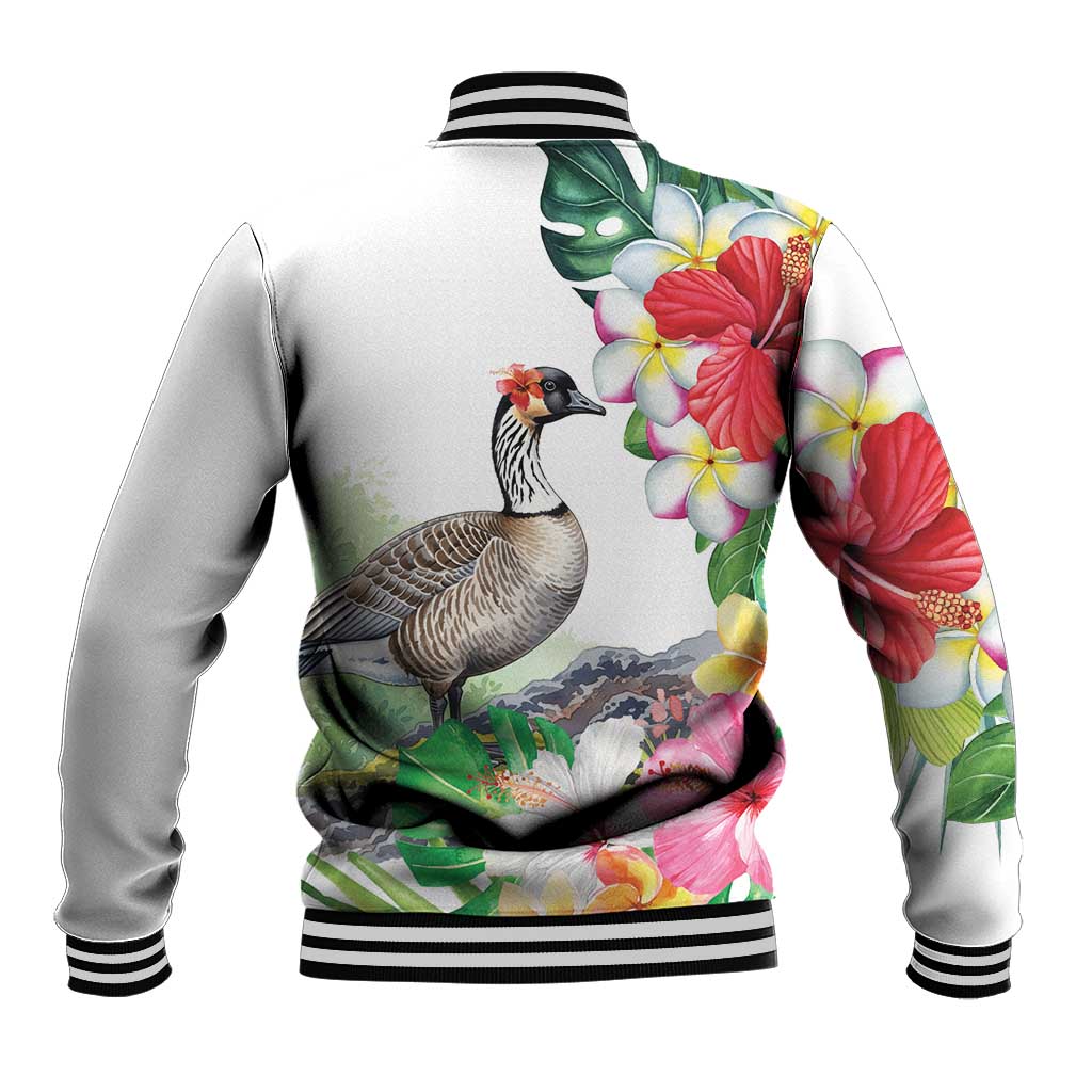 Aloha Hawaii Nene Goose Baseball Jacket Tropical Flowers Watercolor Stylized - Polynesian Pride