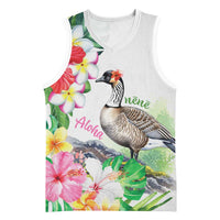 Aloha Hawaii Nene Goose Basketball Jersey Tropical Flowers Watercolor Stylized - Polynesian Pride
