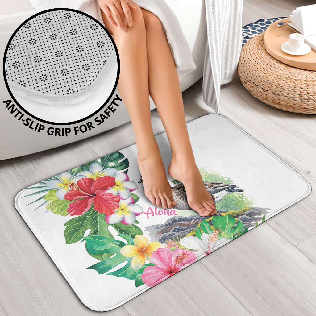 Aloha Hawaii Nene Goose Bathroom Set Tropical Flowers Watercolor Stylized - Polynesian Pride