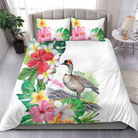 Aloha Hawaii Nene Goose Bedding Set Tropical Flowers Watercolor Stylized - Polynesian Pride