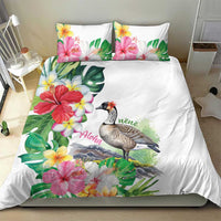 Aloha Hawaii Nene Goose Bedding Set Tropical Flowers Watercolor Stylized - Polynesian Pride