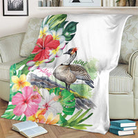 Aloha Hawaii Nene Goose Blanket Tropical Flowers Watercolor Stylized - Polynesian Pride
