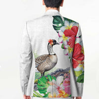 Aloha Hawaii Nene Goose Blazer Tropical Flowers Watercolor Stylized - Polynesian Pride