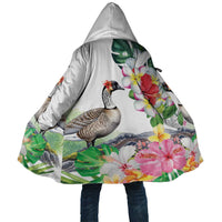 Aloha Hawaii Nene Goose Cloak Tropical Flowers Watercolor Stylized - Polynesian Pride