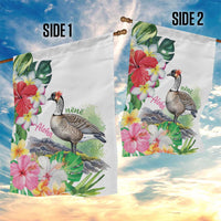Aloha Hawaii Nene Goose Garden Flag Tropical Flowers Watercolor Stylized - Polynesian Pride