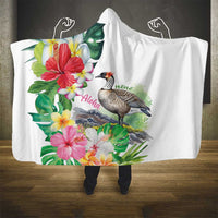 Aloha Hawaii Nene Goose Hooded Blanket Tropical Flowers Watercolor Stylized - Polynesian Pride