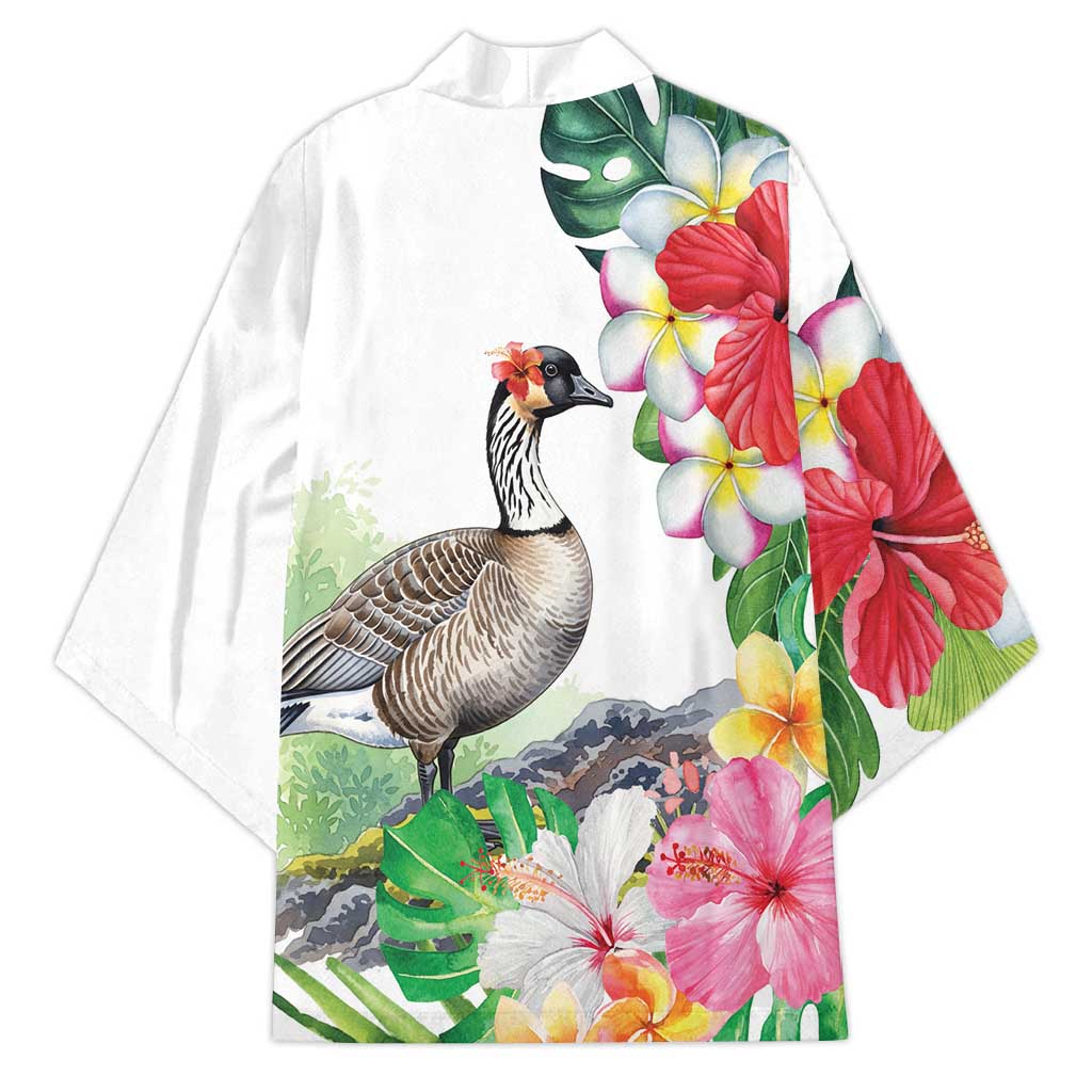 Aloha Hawaii Nene Goose Kimono Tropical Flowers Watercolor Stylized - Polynesian Pride