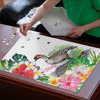 Aloha Hawaii Nene Goose Puzzle Tropical Flowers Watercolor Stylized - Polynesian Pride