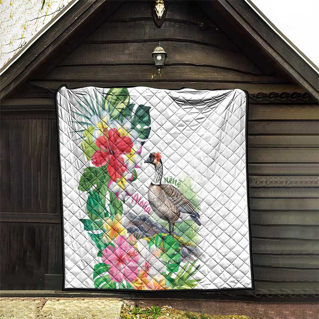 Aloha Hawaii Nene Goose Quilt Tropical Flowers Watercolor Stylized - Polynesian Pride