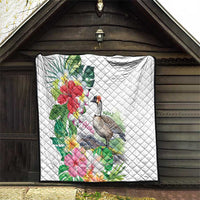 Aloha Hawaii Nene Goose Quilt Tropical Flowers Watercolor Stylized - Polynesian Pride