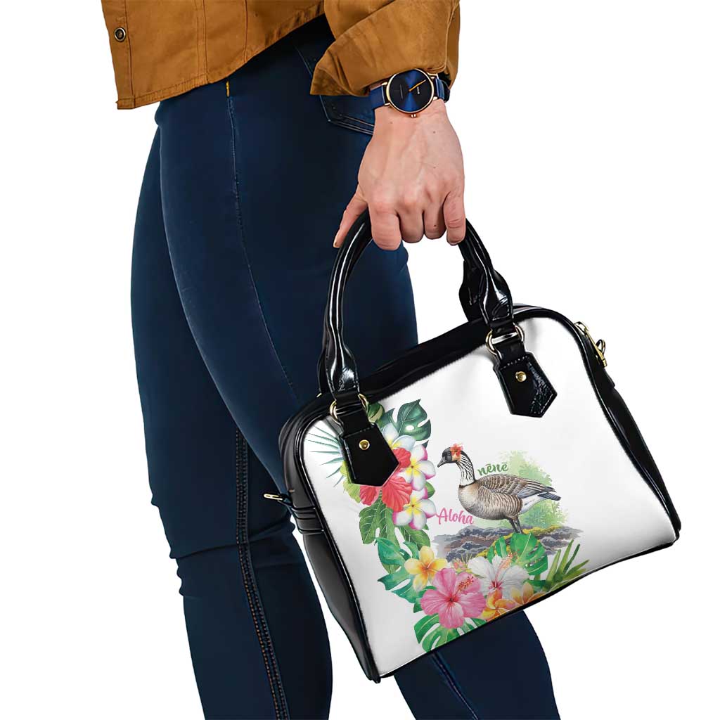 Aloha Hawaii Nene Goose Shoulder Handbag Tropical Flowers Watercolor Stylized - Polynesian Pride