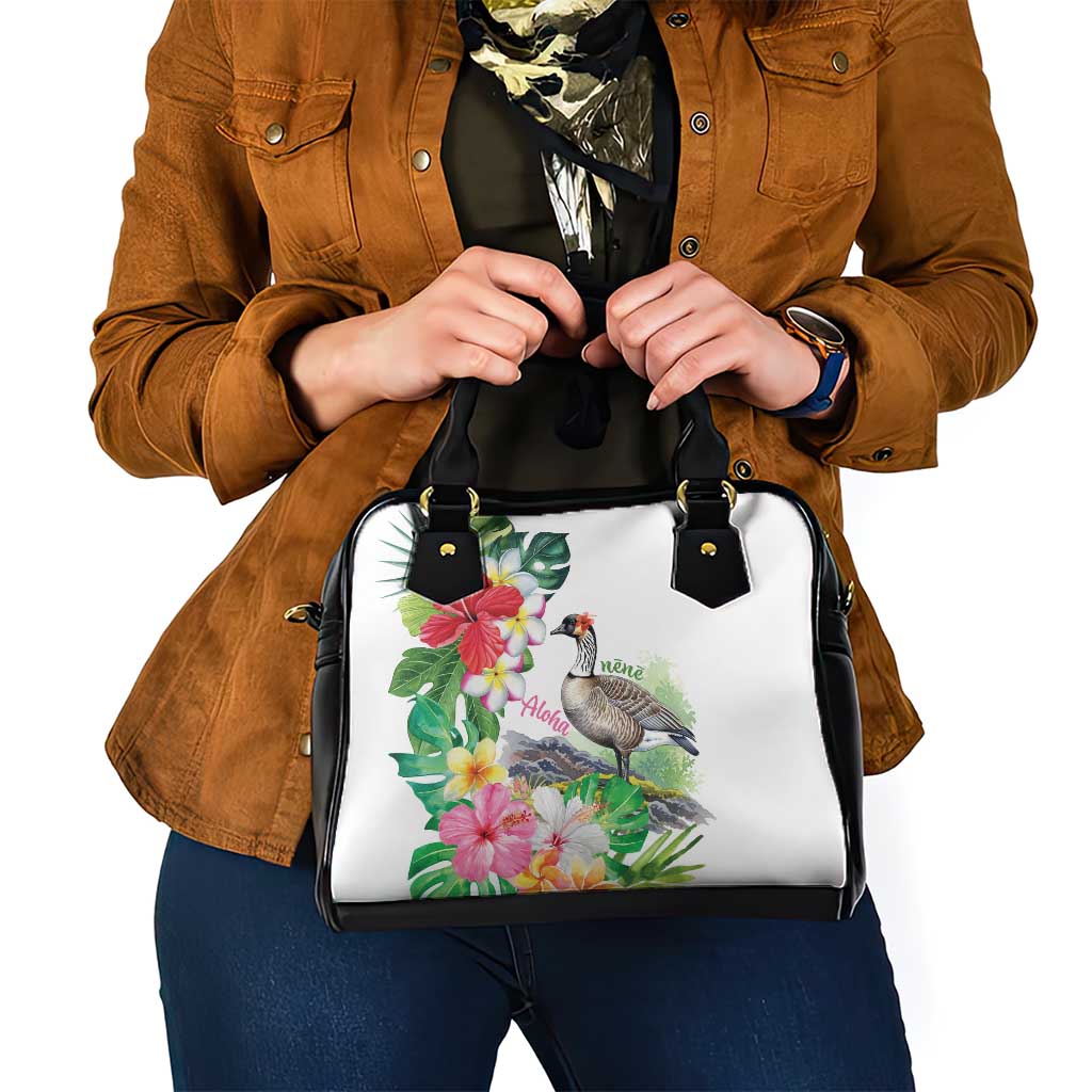 Aloha Hawaii Nene Goose Shoulder Handbag Tropical Flowers Watercolor Stylized - Polynesian Pride